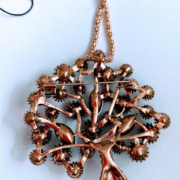 Multicolored Crystal Tree Pendant Necklace or Brooche by Betsey Johnson - Picture 3 of 4